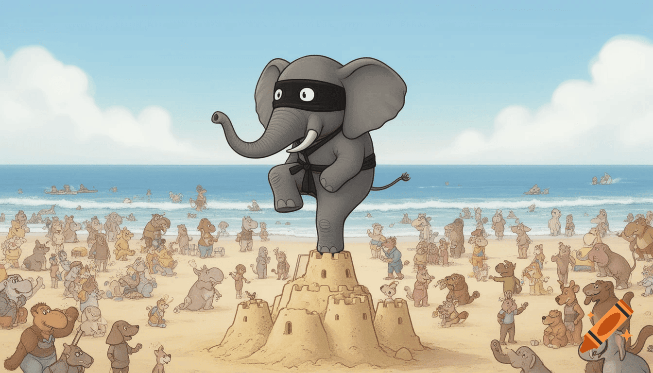Find the Elephant Ninja in the Theme Park (Hidden Object Puzzle #5 – Easy)